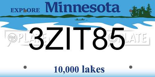 3ZIT85 Minnesota License Plate