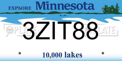 3ZIT88 Minnesota License Plate
