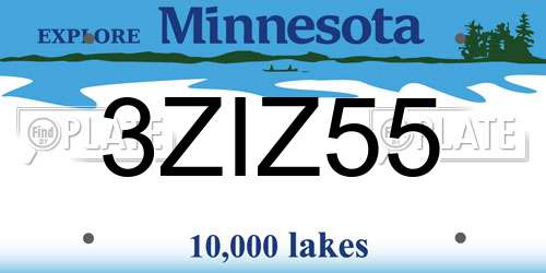 3ZIZ55 Minnesota License Plate