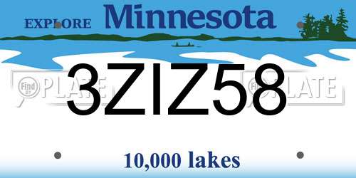 3ZIZ58 Minnesota License Plate