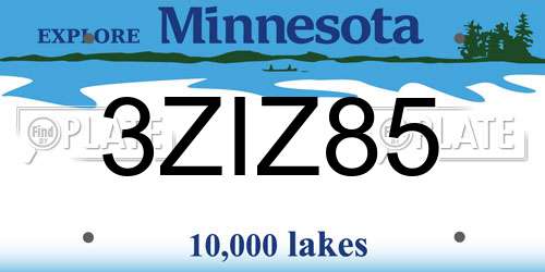 3ZIZ85 Minnesota License Plate