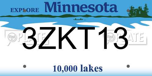 3ZKT13 Minnesota License Plate