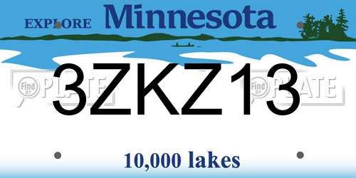 3ZKZ13 Minnesota License Plate