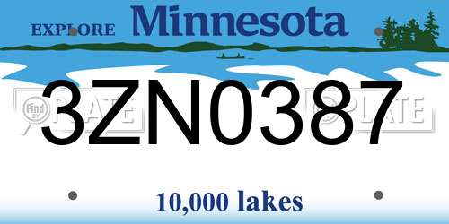 3ZN0387 Minnesota License Plate