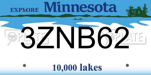 3ZNB62 Minnesota License Plate