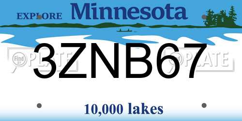 3ZNB67 Minnesota License Plate