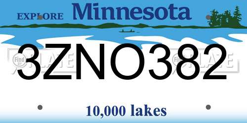 3ZNO382 Minnesota License Plate