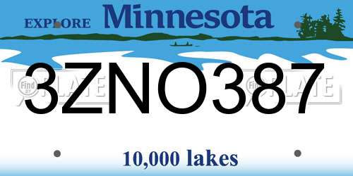 3ZNO387 Minnesota License Plate