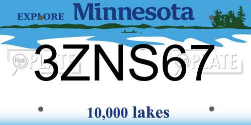 3ZNS67 Minnesota License Plate