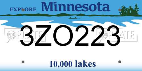 3ZO223 Minnesota License Plate