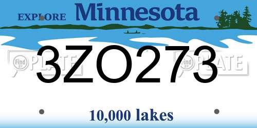 3ZO273 Minnesota License Plate
