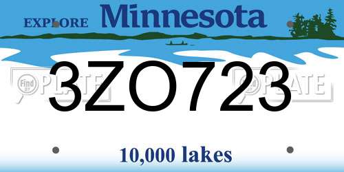 3ZO723 Minnesota License Plate