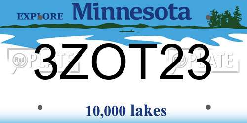 3ZOT23 Minnesota License Plate