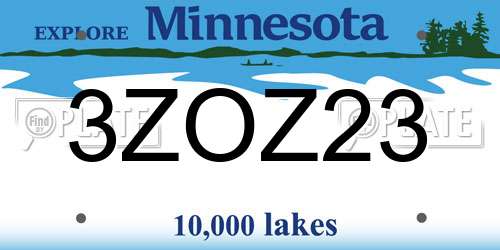 3ZOZ23 Minnesota License Plate