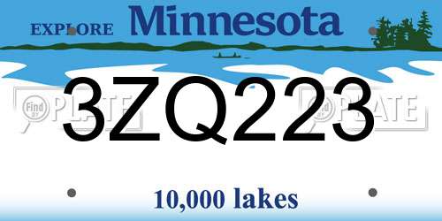 3ZQ223 Minnesota License Plate