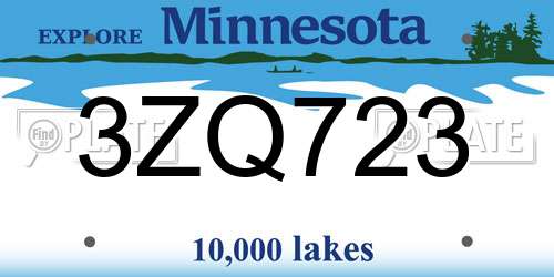 3ZQ723 Minnesota License Plate