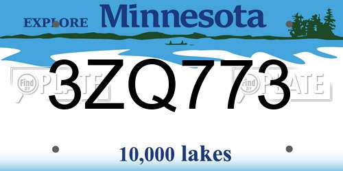 3ZQ773 Minnesota License Plate