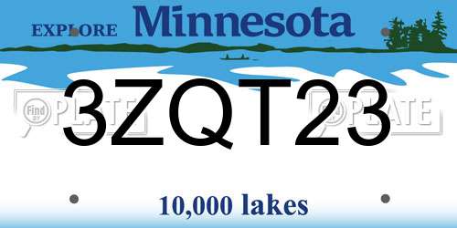3ZQT23 Minnesota License Plate