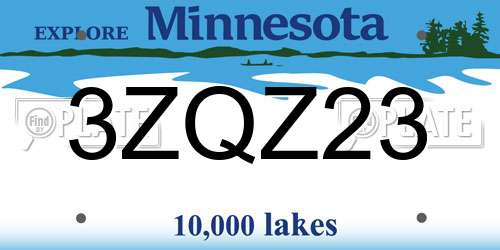 3ZQZ23 Minnesota License Plate