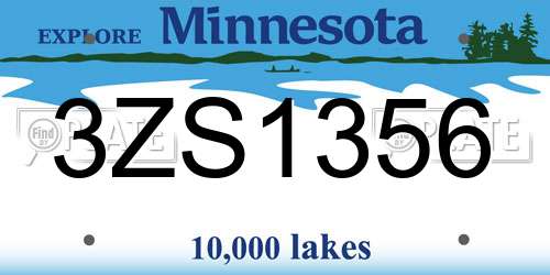 3ZS1356 Minnesota License Plate
