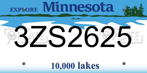 3ZS2625 Minnesota License Plate