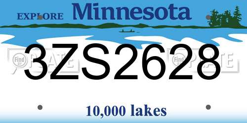 3ZS2628 Minnesota License Plate