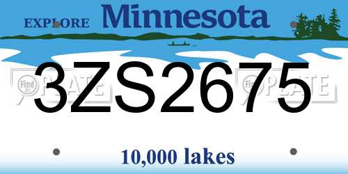 3ZS2675 Minnesota License Plate