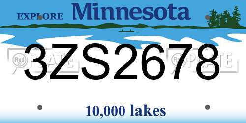 3ZS2678 Minnesota License Plate