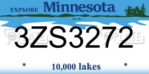 3ZS3272 Minnesota License Plate
