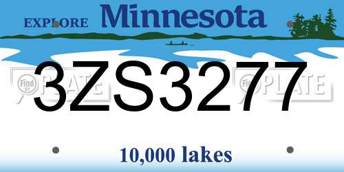 3ZS3277 Minnesota License Plate