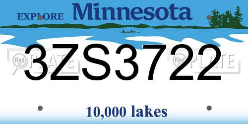 3ZS3722 Minnesota License Plate