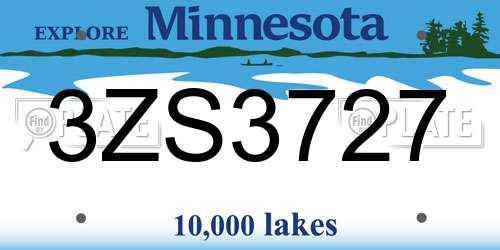 3ZS3727 Minnesota License Plate