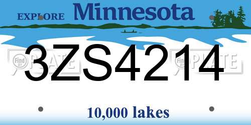 3ZS4214 Minnesota License Plate