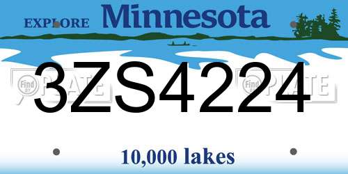 3ZS4224 Minnesota License Plate
