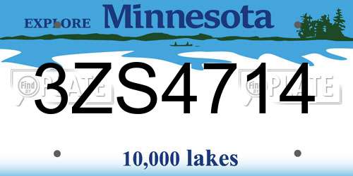3ZS4714 Minnesota License Plate