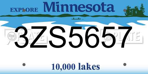 3ZS5657 Minnesota License Plate