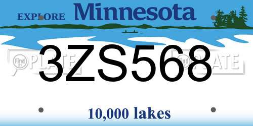 3ZS568 Minnesota License Plate