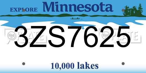 3ZS7625 Minnesota License Plate