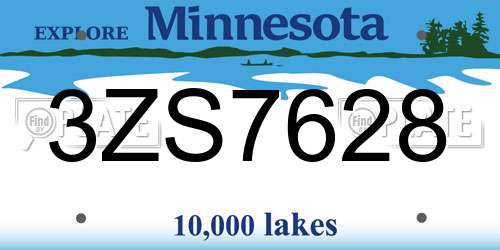 3ZS7628 Minnesota License Plate