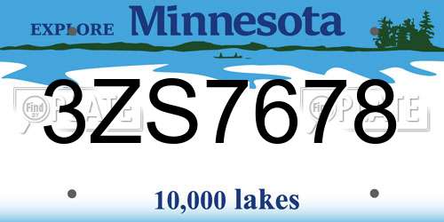 3ZS7678 Minnesota License Plate