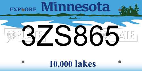 3ZS865 Minnesota License Plate