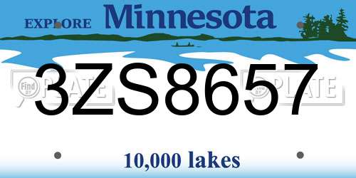 3ZS8657 Minnesota License Plate