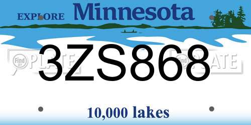 3ZS868 Minnesota License Plate