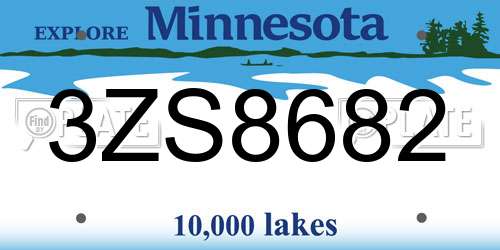 3ZS8682 Minnesota License Plate
