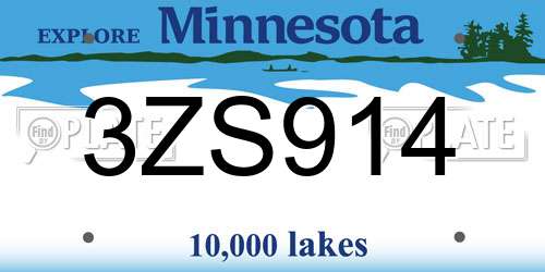 3ZS914 Minnesota License Plate