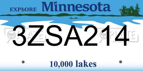 3ZSA214 Minnesota License Plate
