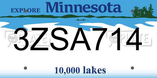 3ZSA714 Minnesota License Plate