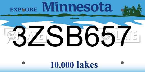 3ZSB657 Minnesota License Plate