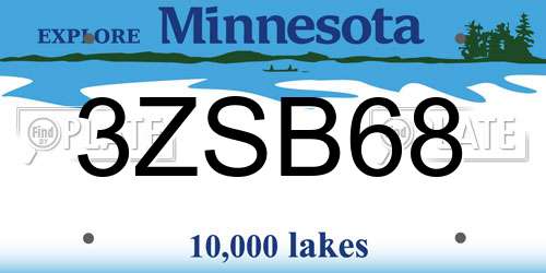 3ZSB68 Minnesota License Plate