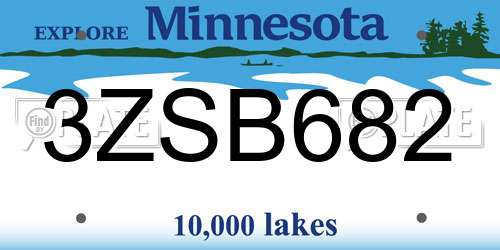 3ZSB682 Minnesota License Plate